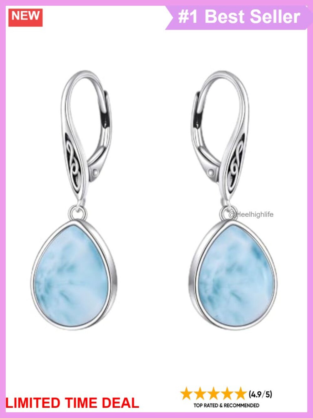 Natural Gemstone Dangle Leverback Earrings Oxidized Silver Birthday Gift